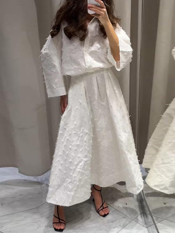 Long Sleeves Loose Solid Color Split-Joint Lapel Blouses&Shirts Tops