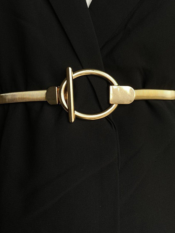 Buckle Geometric Pleated Solid Color Belts