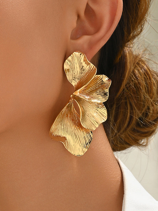 Geometric Pleated Solid Color Earrings Accessories