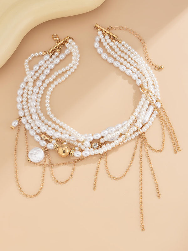 Geometric Layered Tasseled Necklaces Accessories