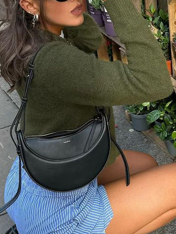 Long Sleeves Loose Buttoned Solid Color Round-Neck Cardigan Tops