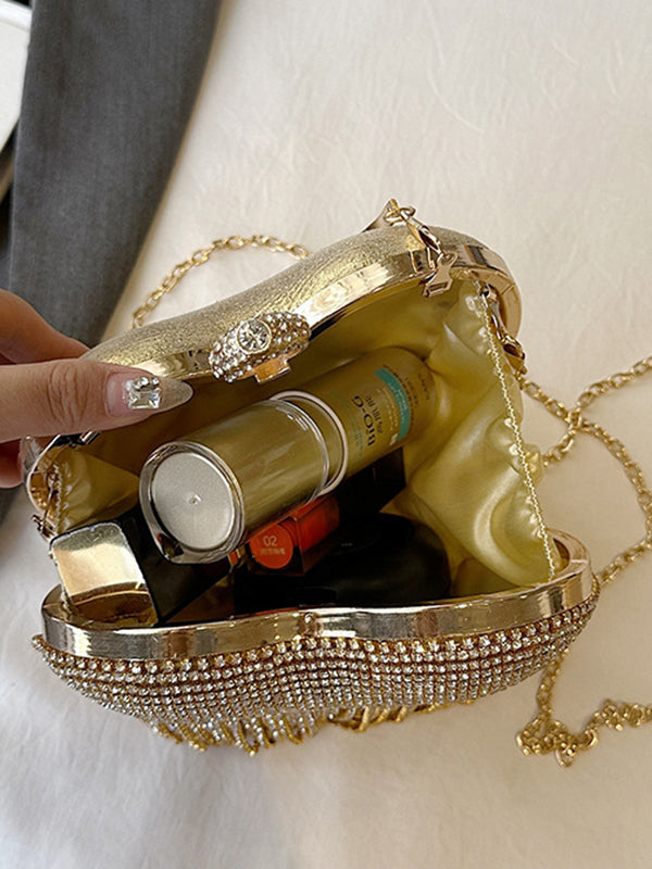 Heart Shape Shiny Tasseled Evening Bags & Clutches