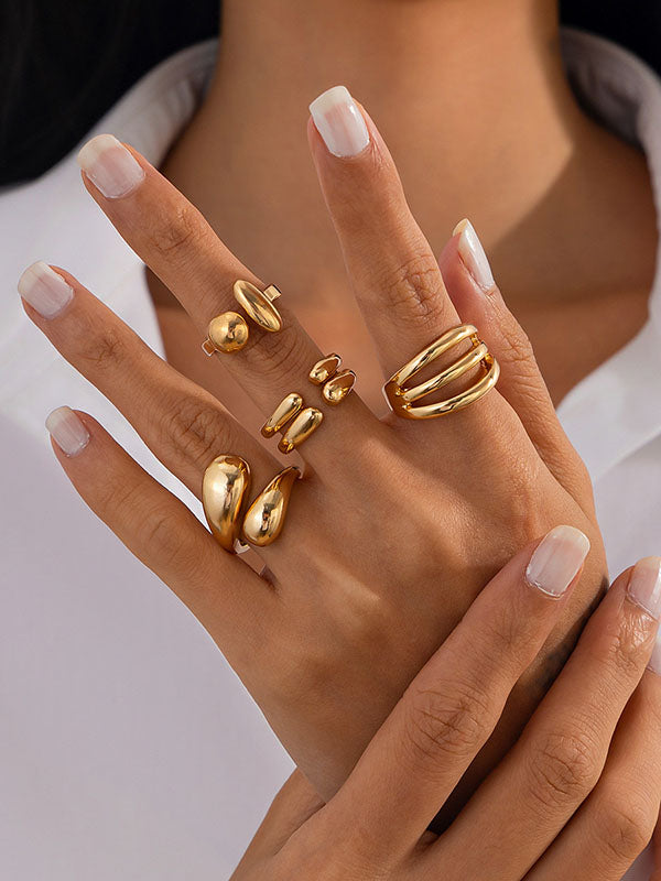 Geometric Solid Color Rings Accessories
