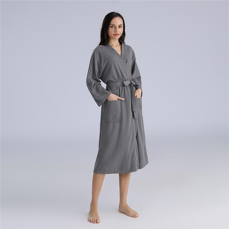 Fashion Casual Solid Color Waffle Thin Long-Sleeve Lace-Up Pajamas