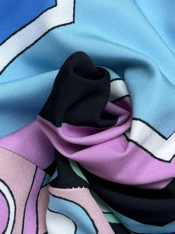 Long Sleeves Buttoned Contrast Color Printed Lapel Blouses&Shirts Tops + Pleated Bodycon Skirts Bottom Two Pieces Set