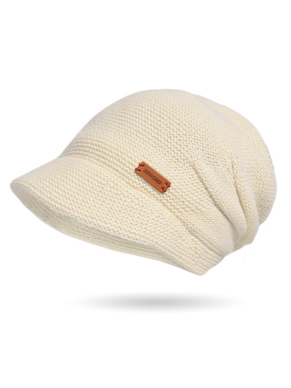 Flat Brim Solid Color Split-Joint Hats Knitted Hats