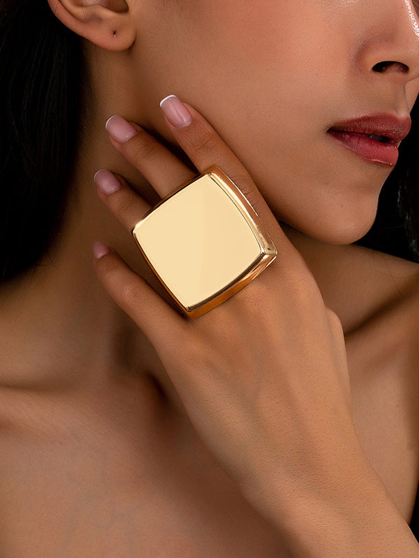 Geometric Shiny Solid Color Rings Accessories