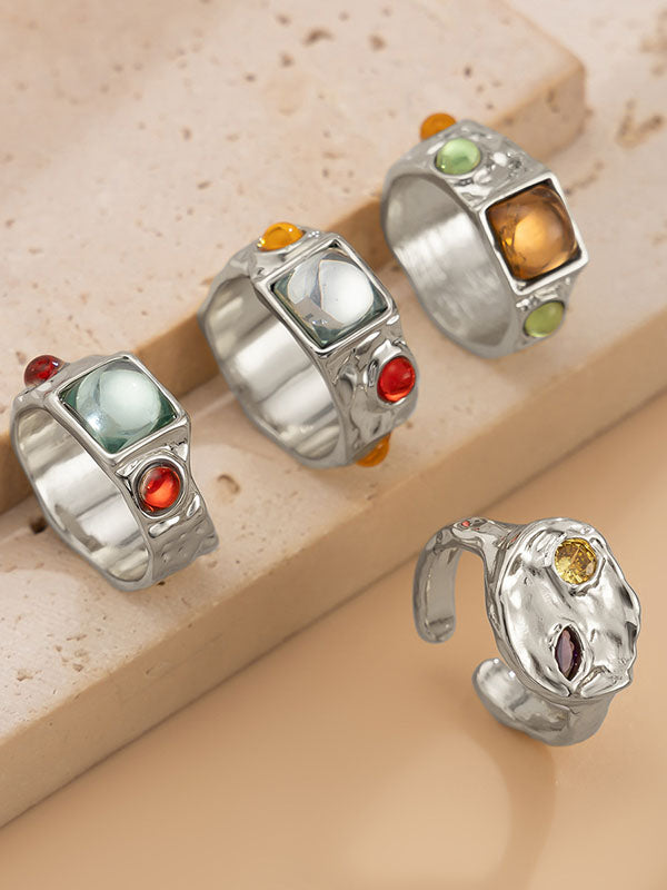 Geometric Rhine Stones Rings Accessories