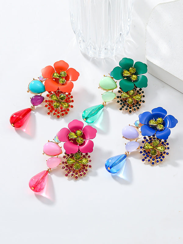 Flower Shape Drop Earrings