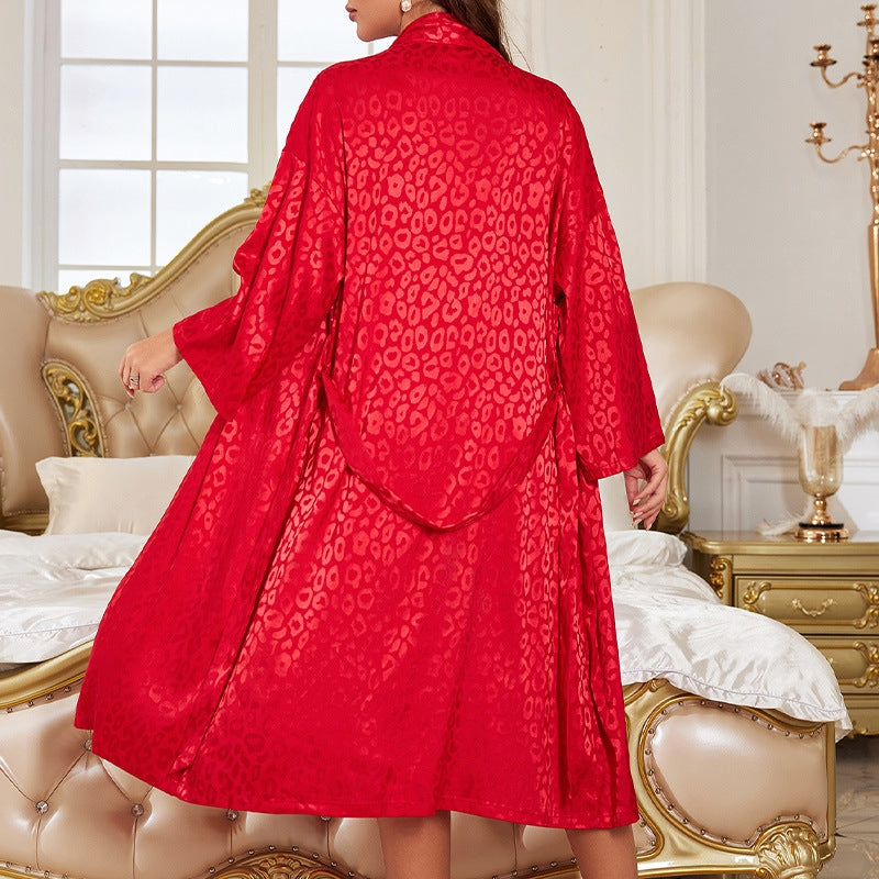 Women Sexy Printed Silk Pajamas Two-Piece Set