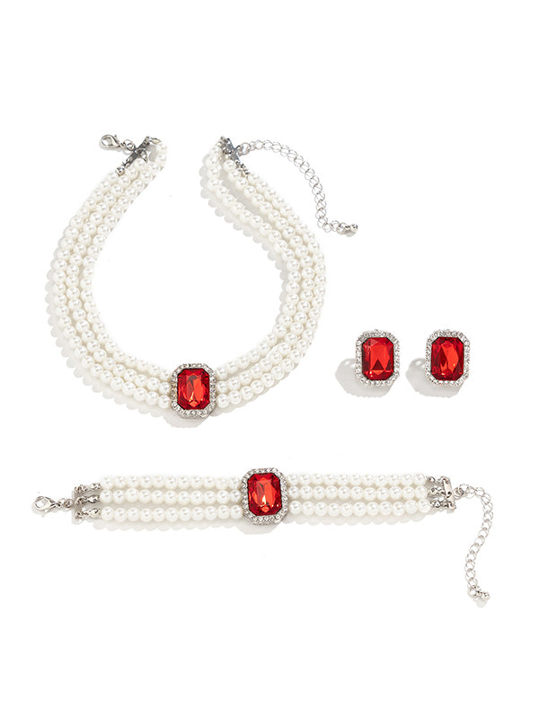 Geometric Layered Rhine Stones Bracelet Accessories + Necklaces Accessories + Earrings Accessories