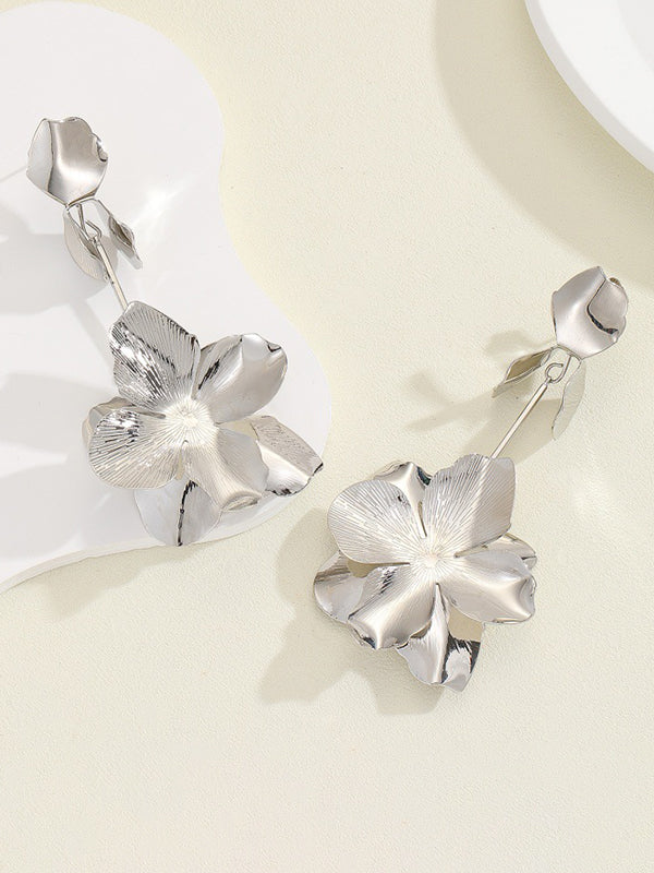 Flower Shape Geometric Drop Earrings