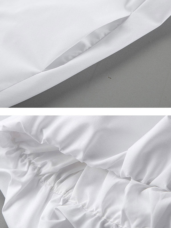 High-Low Sleeveless Elasticity Pleated Solid Color Split-Joint Tube Blouses&Shirts Tops