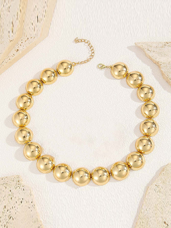 Beaded Solid Color Split-Joint Necklaces + Earrings Accessories Three Pieces