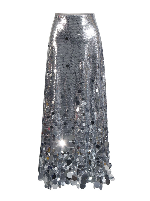 A-Line High Waisted Sequined Shiny Skirts Bottoms