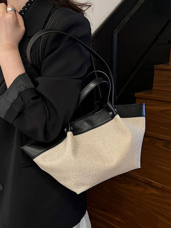 Contrast Color Zipper Shoulder Bags