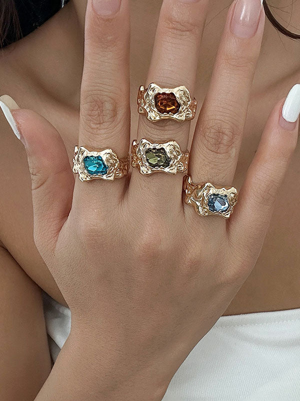 Geometric Rhine Stones Rings Accessories