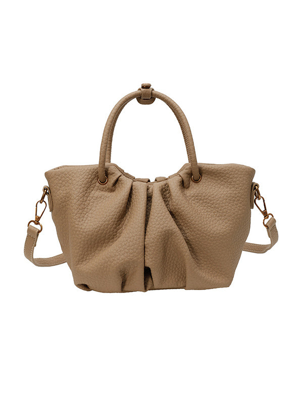 Pleated Solid Color Zipper Crossbody Bags Handbags