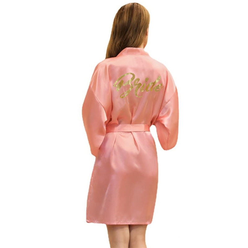 Women Fashion Casual Letter Printed Long-Sleeve Lace-Up Dress Pajamas