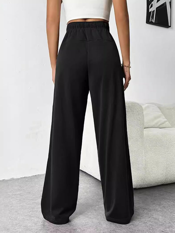 High Waisted Loose Drawstring Elasticity Split-Joint Pants Trousers