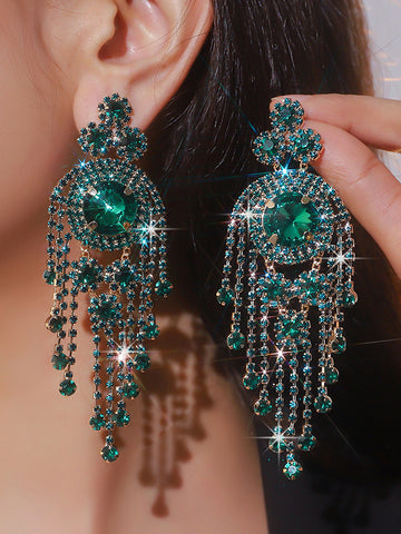 Geometric Tasseled Drop Earrings