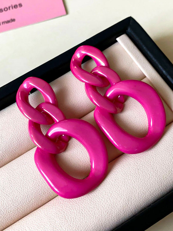Geometric Solid Color Drop Earrings