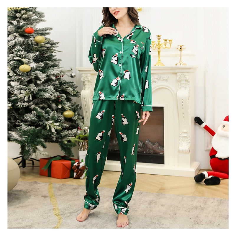 Christmas Women Fashion Printed Pajamas Two-Piece Set