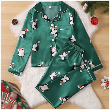 Christmas Women Fashion Printed Pajamas Two-Piece Set