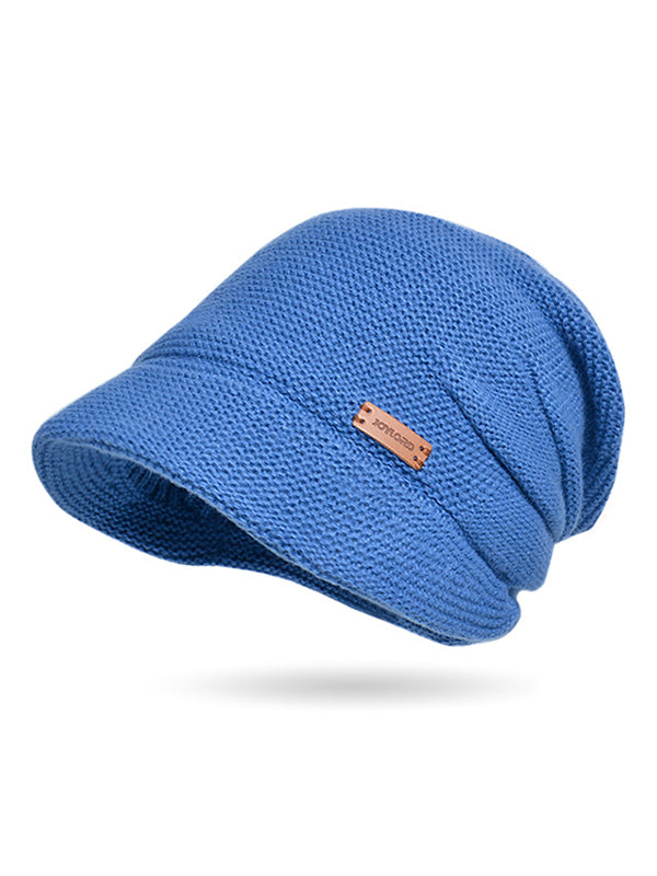 Flat Brim Solid Color Split-Joint Hats Knitted Hats