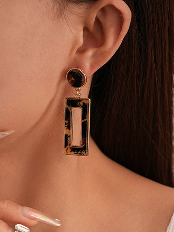 Geometric Hollow Leopard Split-Joint Earrings Accessories
