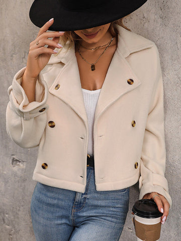 Long Sleeves Loose Buttoned Split-Joint Notched Collar Outerwear