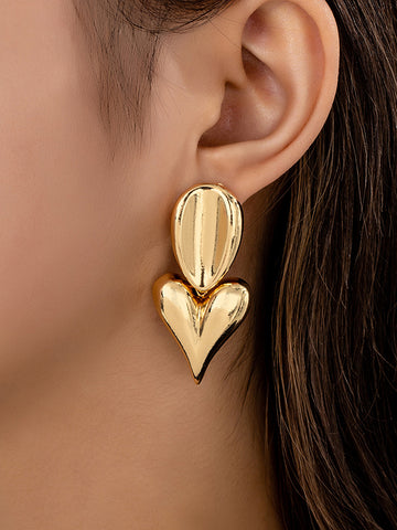 Geometric Heart Shape Drop Earrings