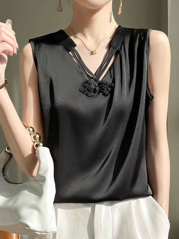 Loose Plus Size Solid Color V-Neck Vest Top