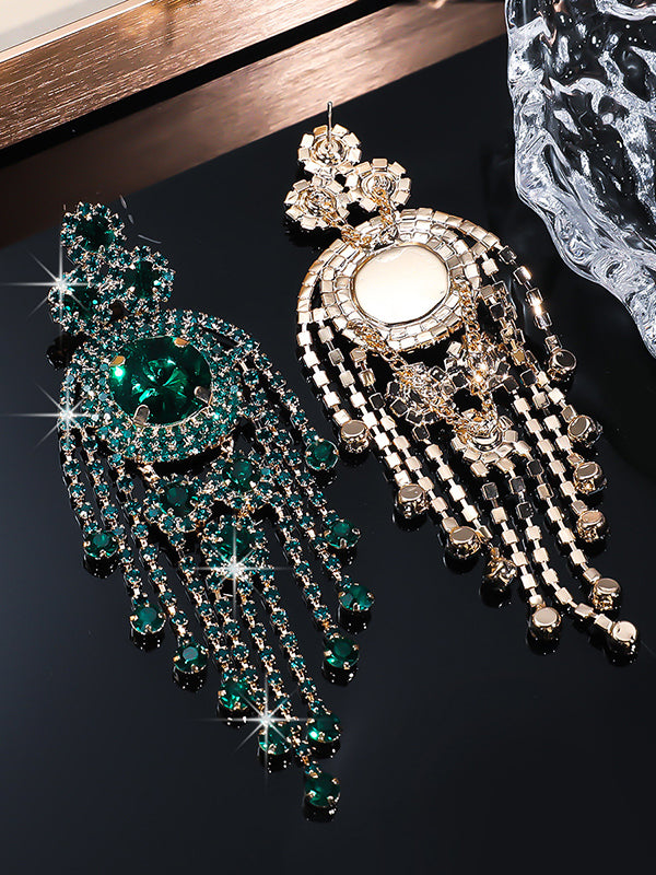 Geometric Tasseled Drop Earrings