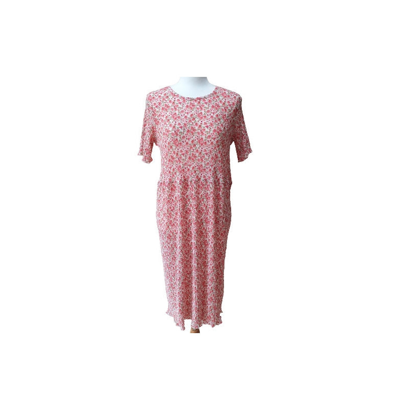 Women Fashion Casual Floral Printed Short Sleeve Loose Dress Pajamas