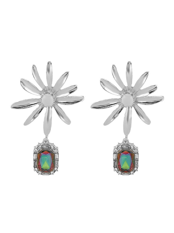 Geometric Rhine Stones Drop Earrings