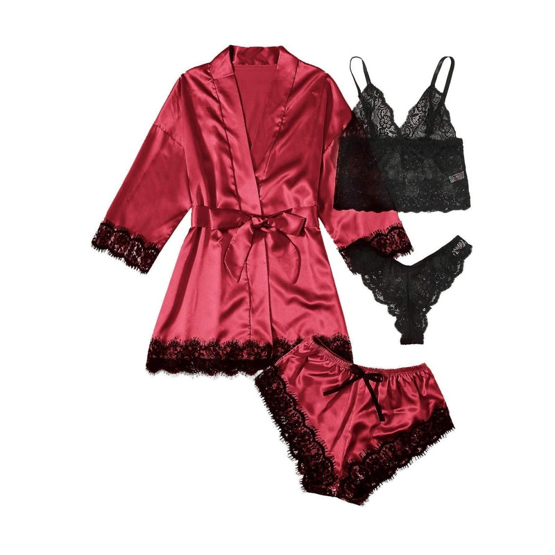 Women Sexy Home Pajamas Four-Piece Set