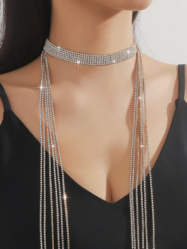 Rhine Stones Tasseled Necklaces Accessories