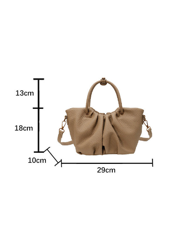 Pleated Solid Color Zipper Crossbody Bags Handbags
