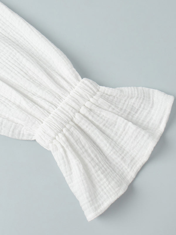 Long Sleeves Ruffled See-Through Split-Joint Peter Pan Collar Blouses&Shirts Tops