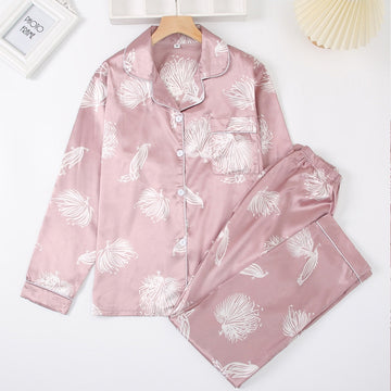 Women Fashion Dandelion Print Pajamas Two-Piece Set