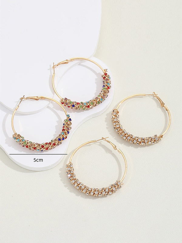 Geometric Rhine Stones Drop Earrings