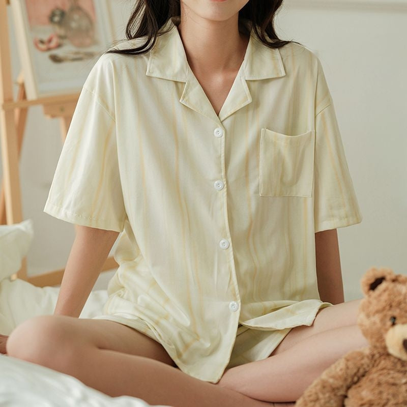 Women Minimalist Short Sleeve Top And Shorts Pajamas Set