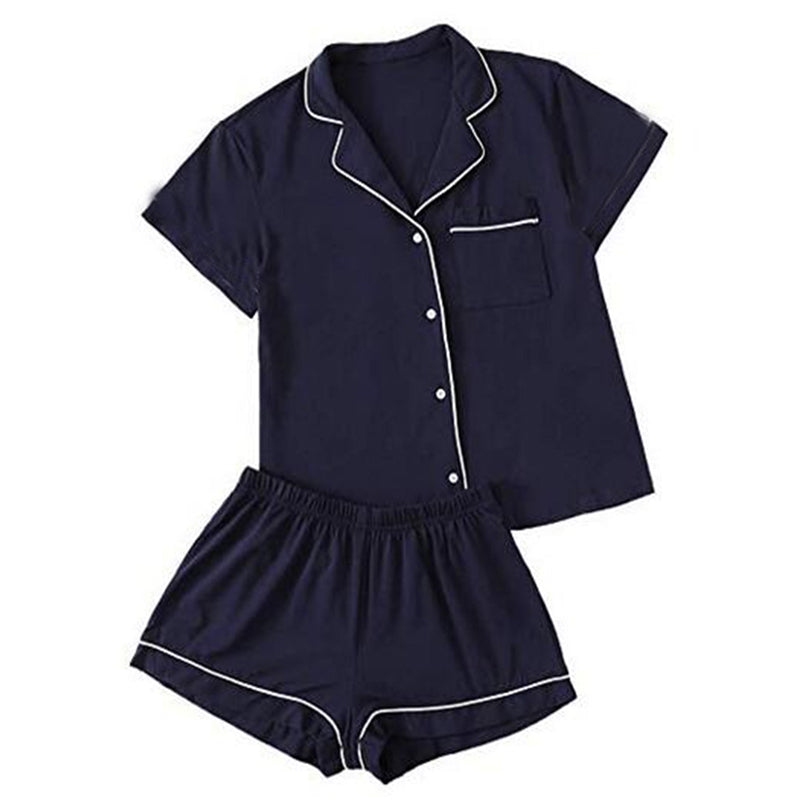 Women Casual Solid Color Pajamas Two-Piece Set