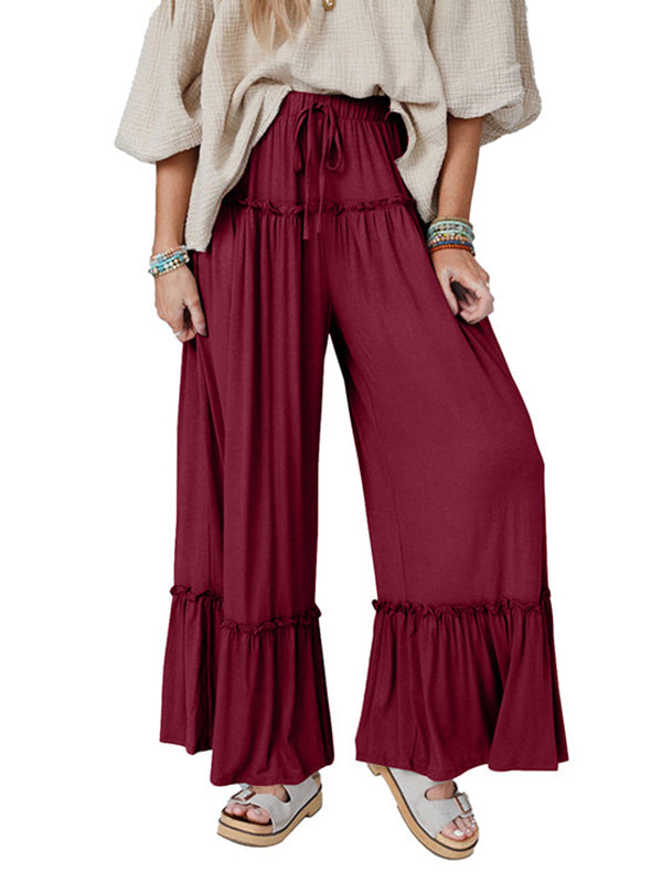 High Waisted Loose Pleated Solid Color Pants Trousers
