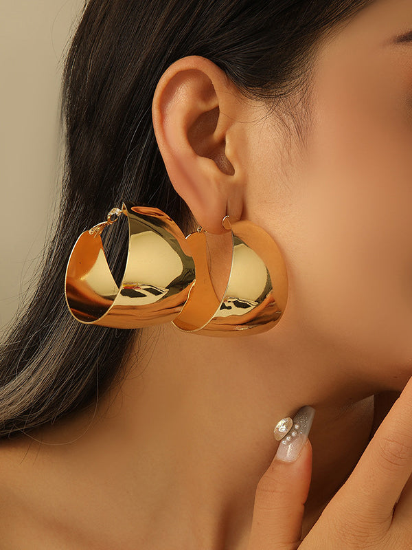 Geometric Shiny Solid Color Earrings Accessories