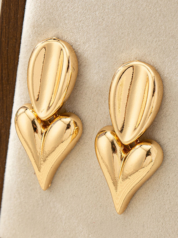 Geometric Heart Shape Drop Earrings