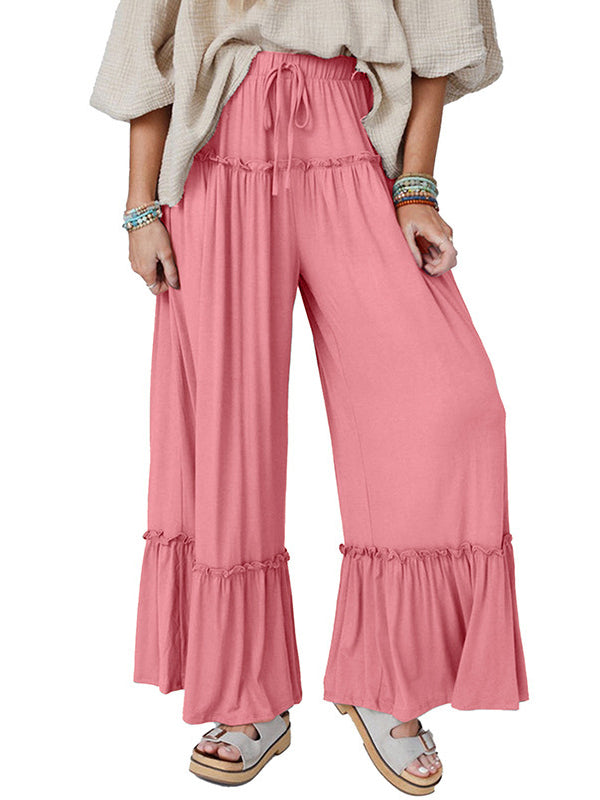 High Waisted Loose Pleated Solid Color Pants Trousers