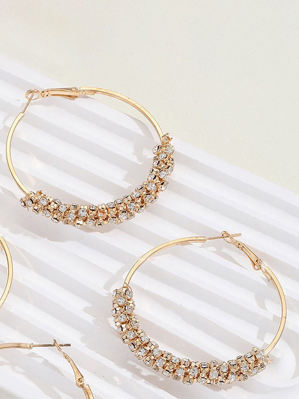 Geometric Rhine Stones Drop Earrings