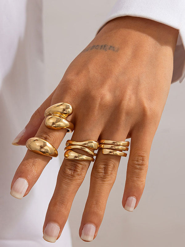 Geometric Solid Color Rings Accessories